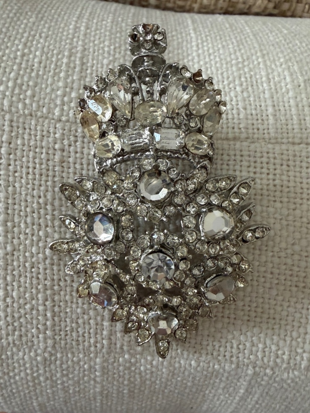 Vintage Crown Rhinestone Brooch